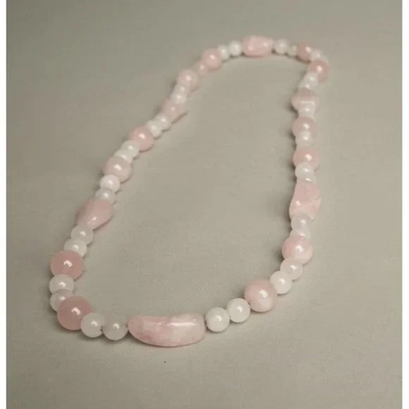 Pink Stone Necklace Set Genuine Agatha Rocks Lariat Scarf Jewelry from Brazil
